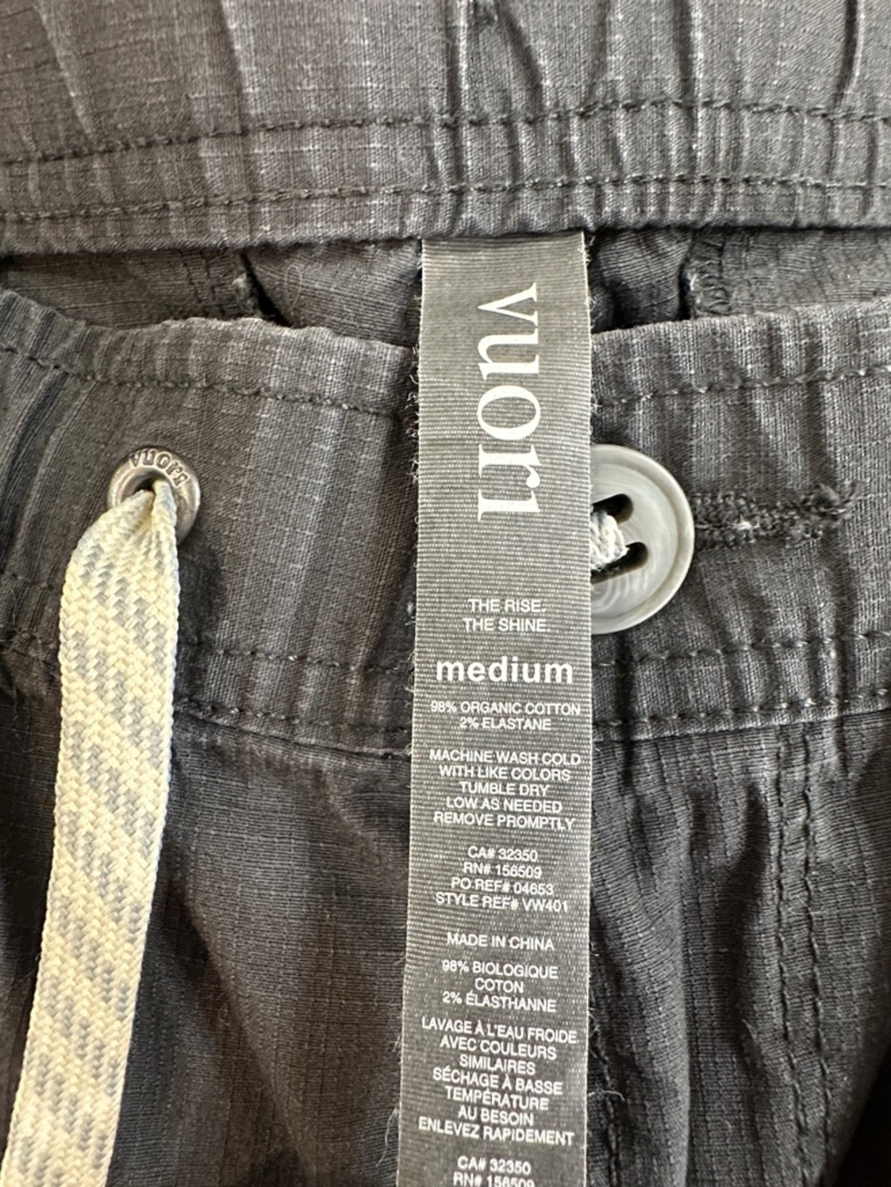Vuori Medium Ripstop Navy Blue Organic Cotton Drawstring Joggers 29” inseam - Picture 3 of 10